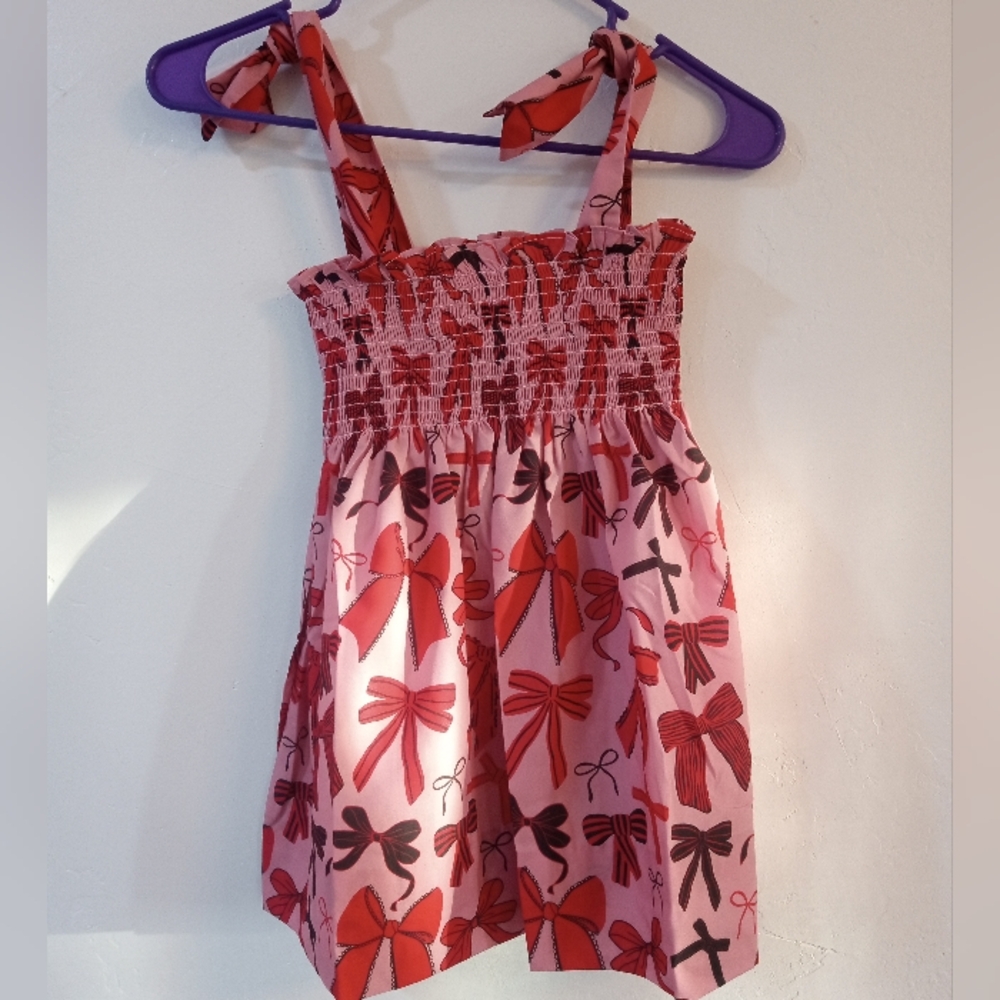 Red and Pink Ruffled Tie Front Sundress